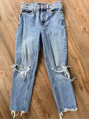 Banana Republic Premium Denim High-Rise Straight Distressed Jeans